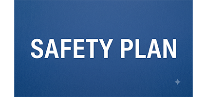 blue background with the word safety plan in white