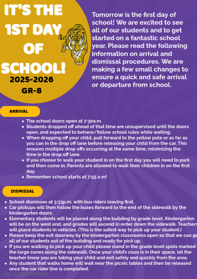 ARRIVAL AND DISMISSAL INFORMATION