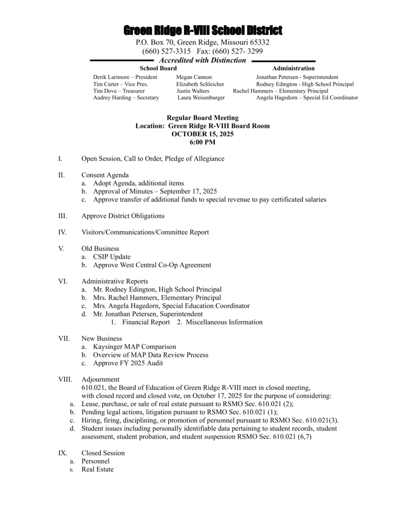 Agenda