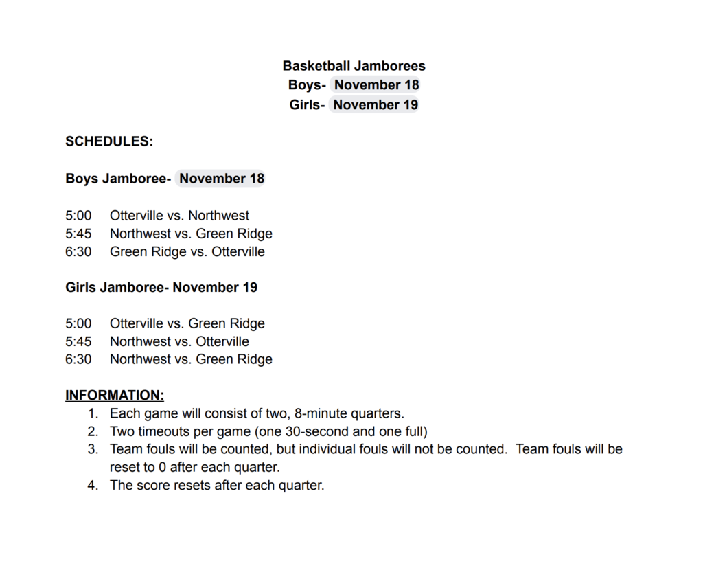 HS Basketball jamboree information 