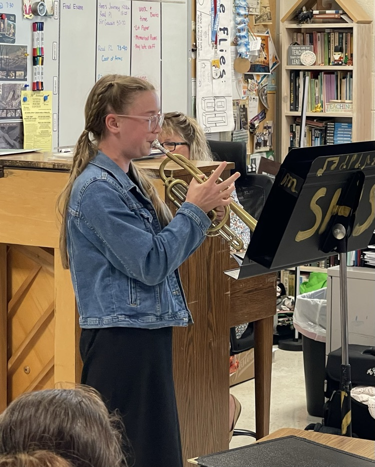 Zoe Schleicher, 6th, performing her trumpet solo
