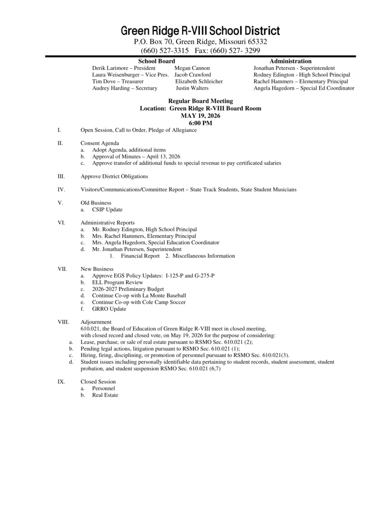 Agenda