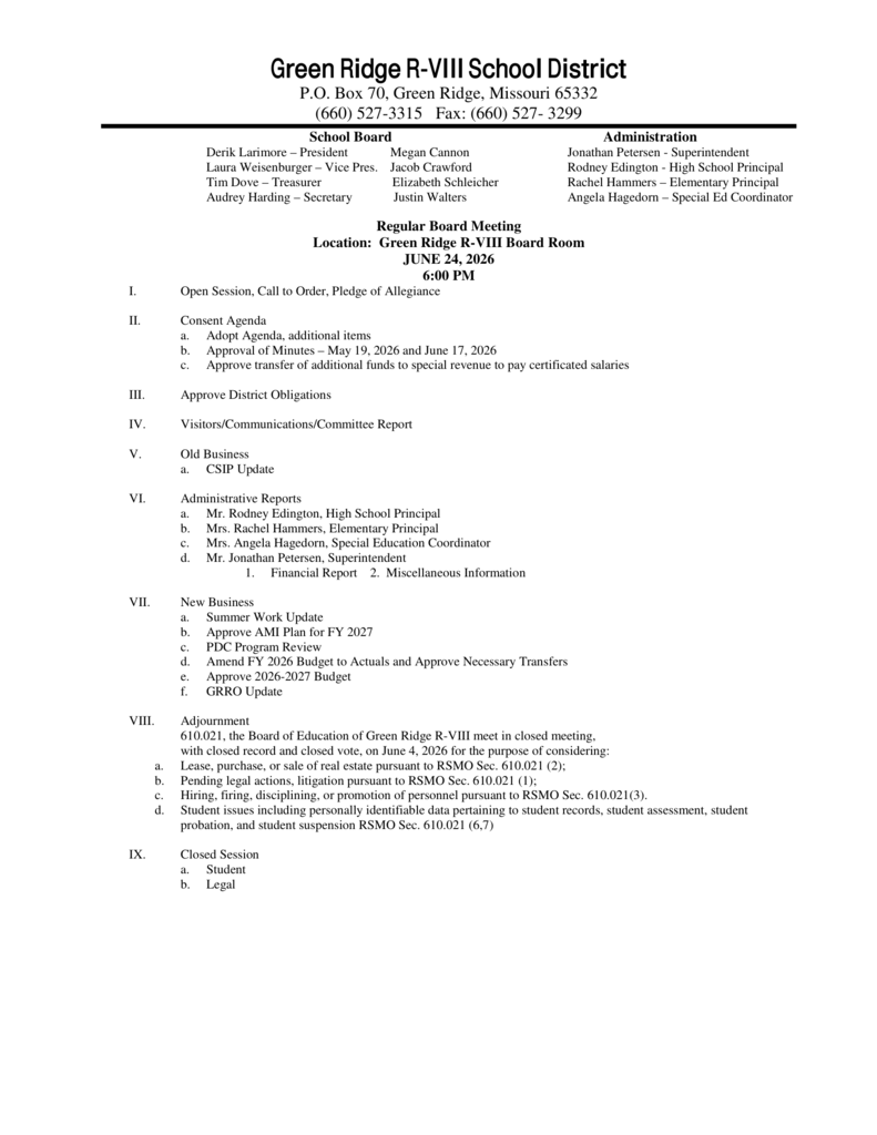 Agenda
