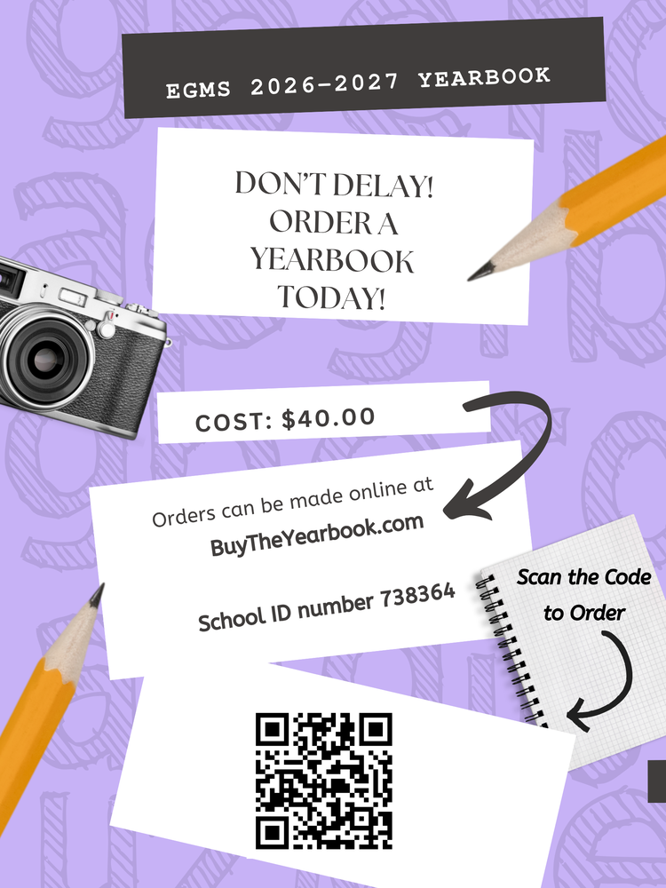 EGMS 2026–2027 Yearbook order flyer.