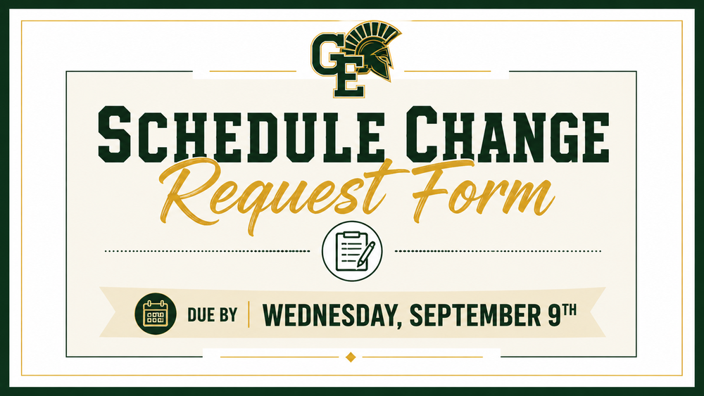Schedule Change Request Form Due September 9th