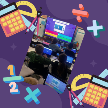 Ms. McKinney's second graders practicing math facts on KAHOOT.