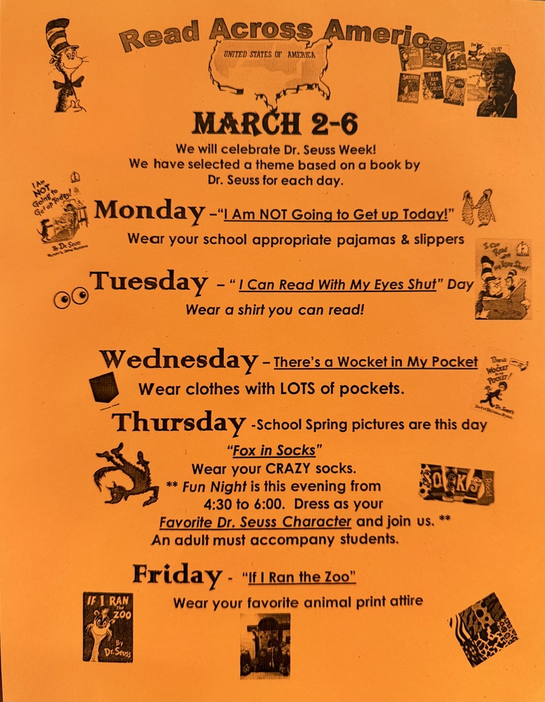 Read Across America Dress Up Week Schedule