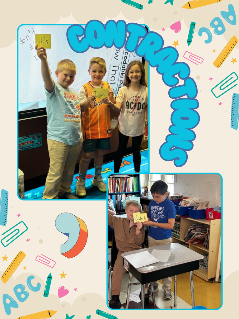 Second graders on a "contraction hunt".