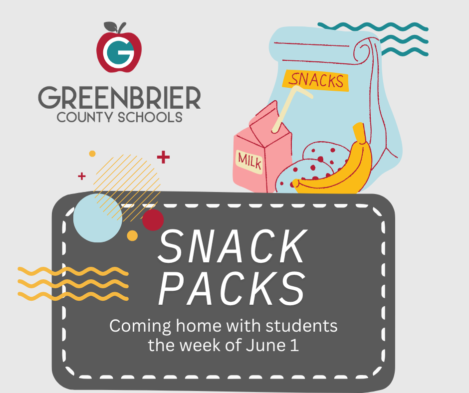 Snack Packs Coming Home with Students the week of June 1