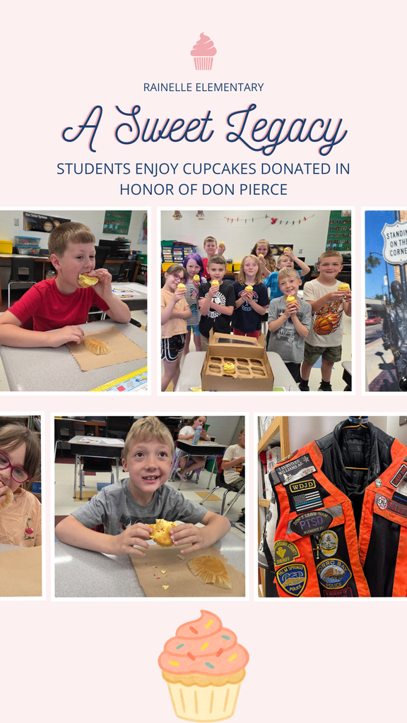 Collage of students enjoying cupcakes donated by the legacy of RFTW rider Don Pierce.