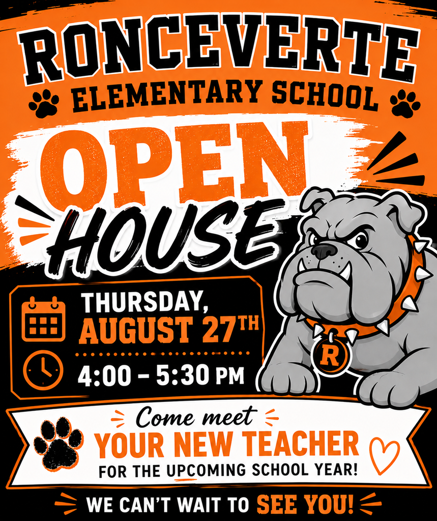 Ronceverte Elementary Open House, Thursday, August 27th from 4:00-5:30