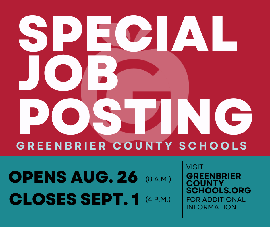 Special job posting opens August 26 and closes September 1.