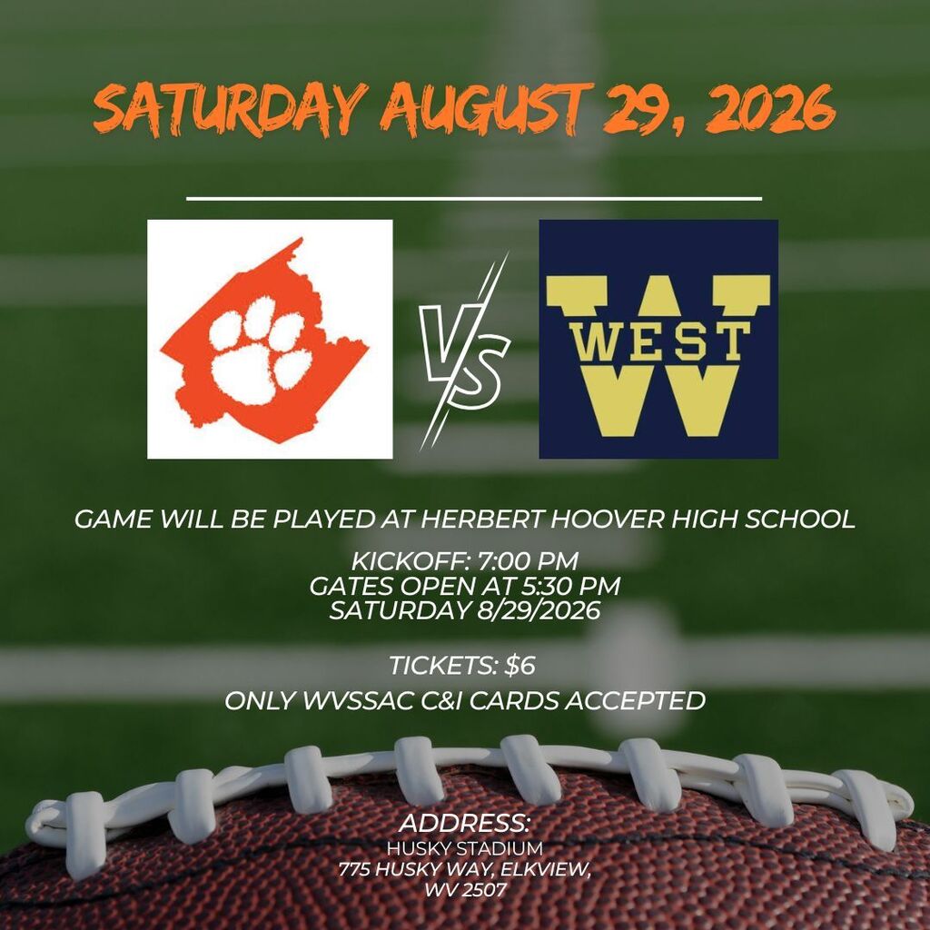 Saturday August 29th 2026, Herbert Hoover Vs Greenbrier West. Kickoff @7