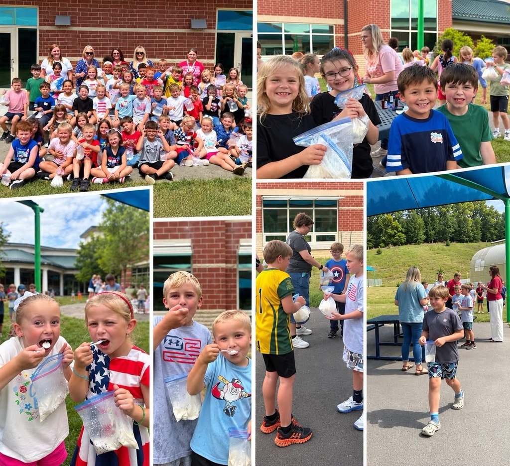 Second Graders at LES making and eating ice cream
