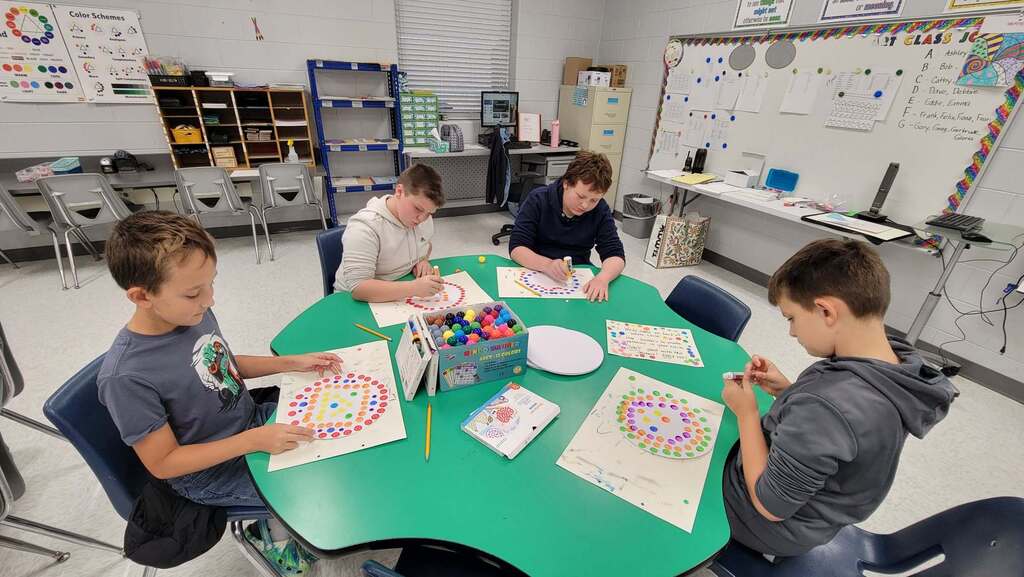 students making dots