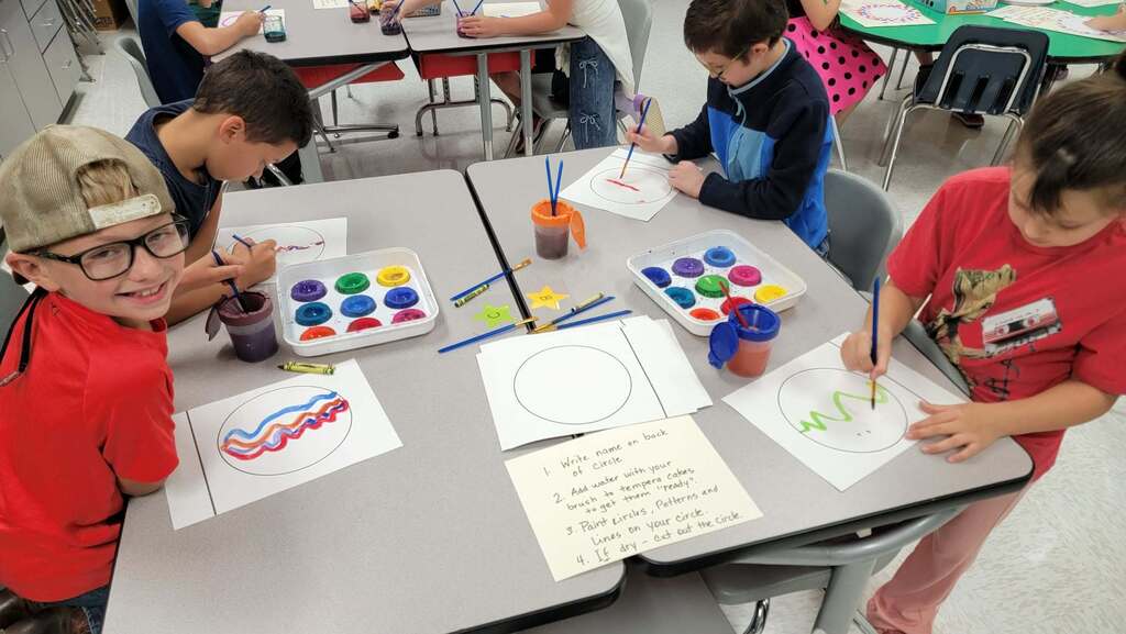 students making dots