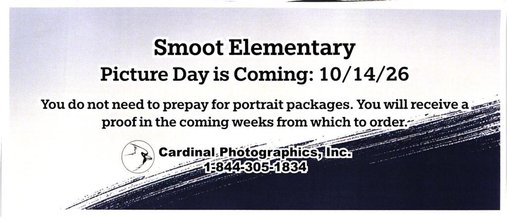 Smoot Elementary Picture Day is Coming: 10/14/26