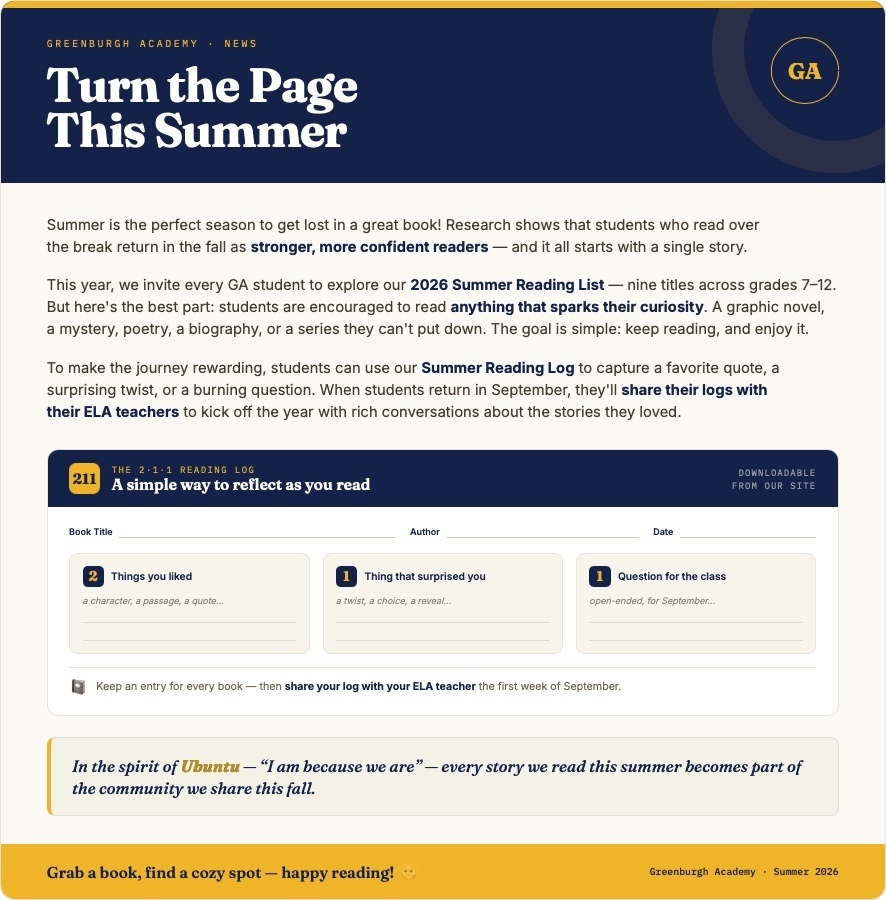 GA Summer Reading Log