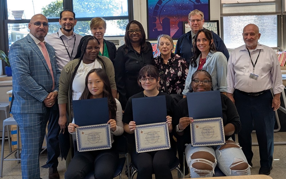 board of education members and students presented with awards for ap art