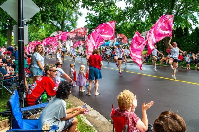 Color Guard marching on street in parade