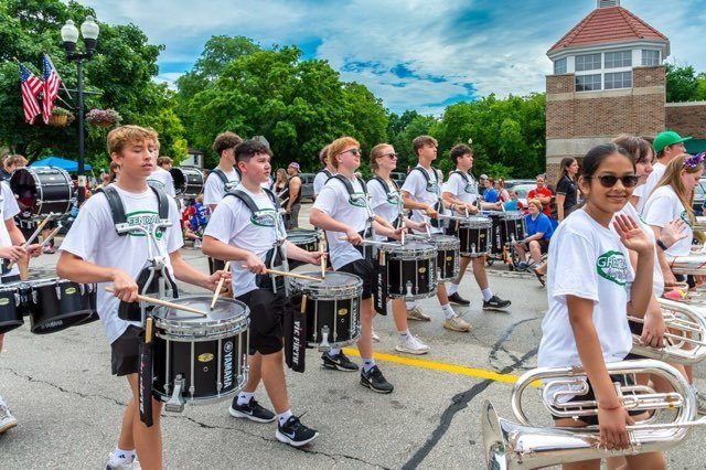 Drum line in Village at Parade