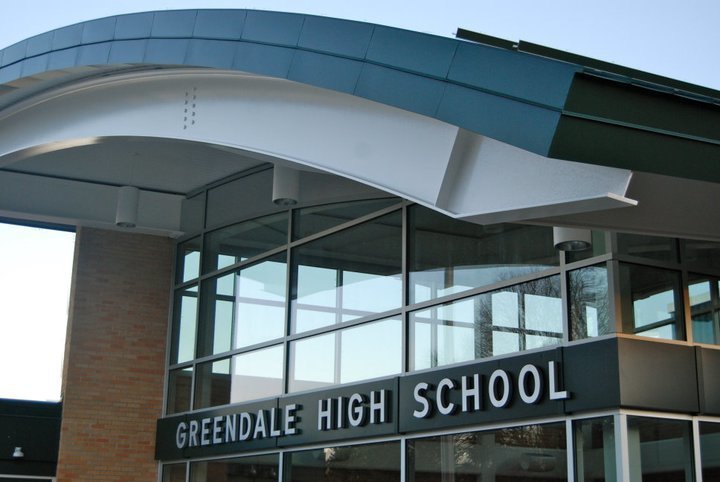 Greendale High School sign on entrance