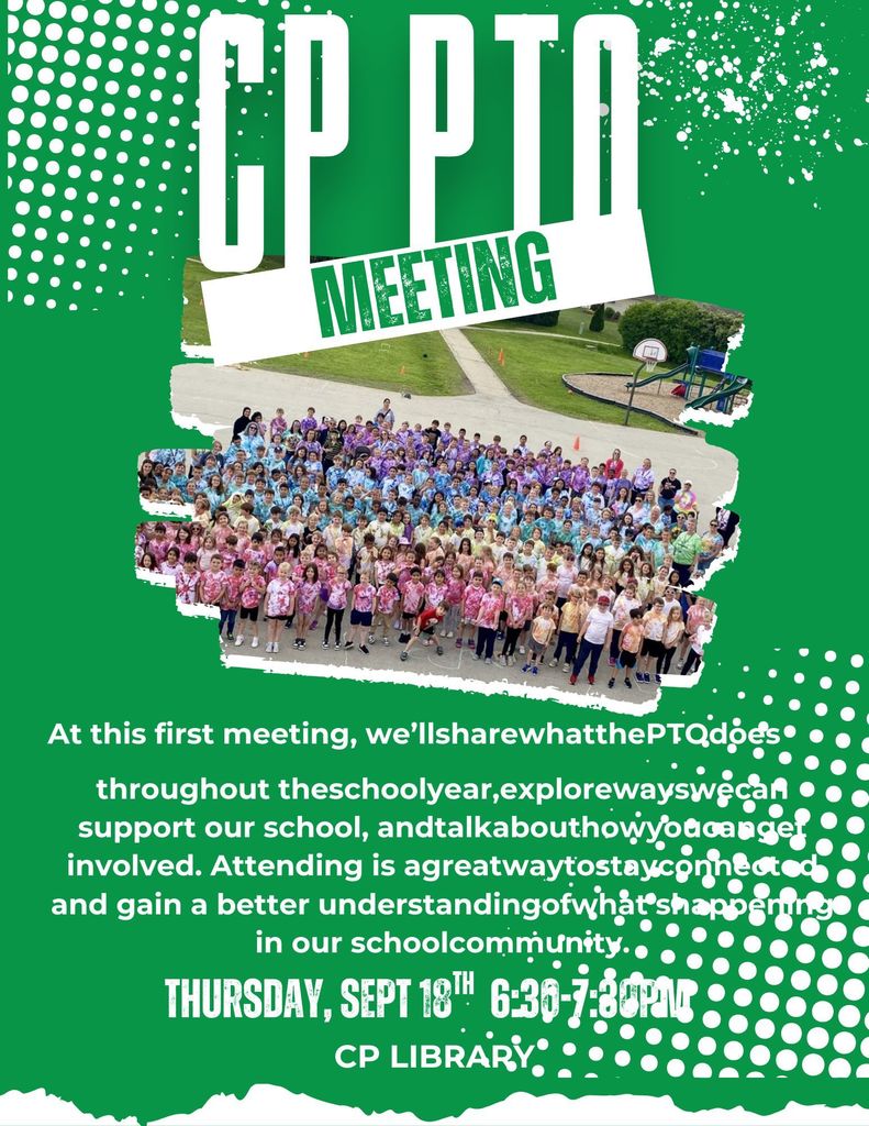 Poster about PTO Meeting on 9/18 @ 6:30PM