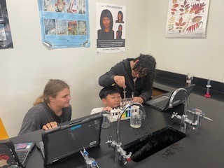 Seventh Graders Conducting First Lab of the School Year