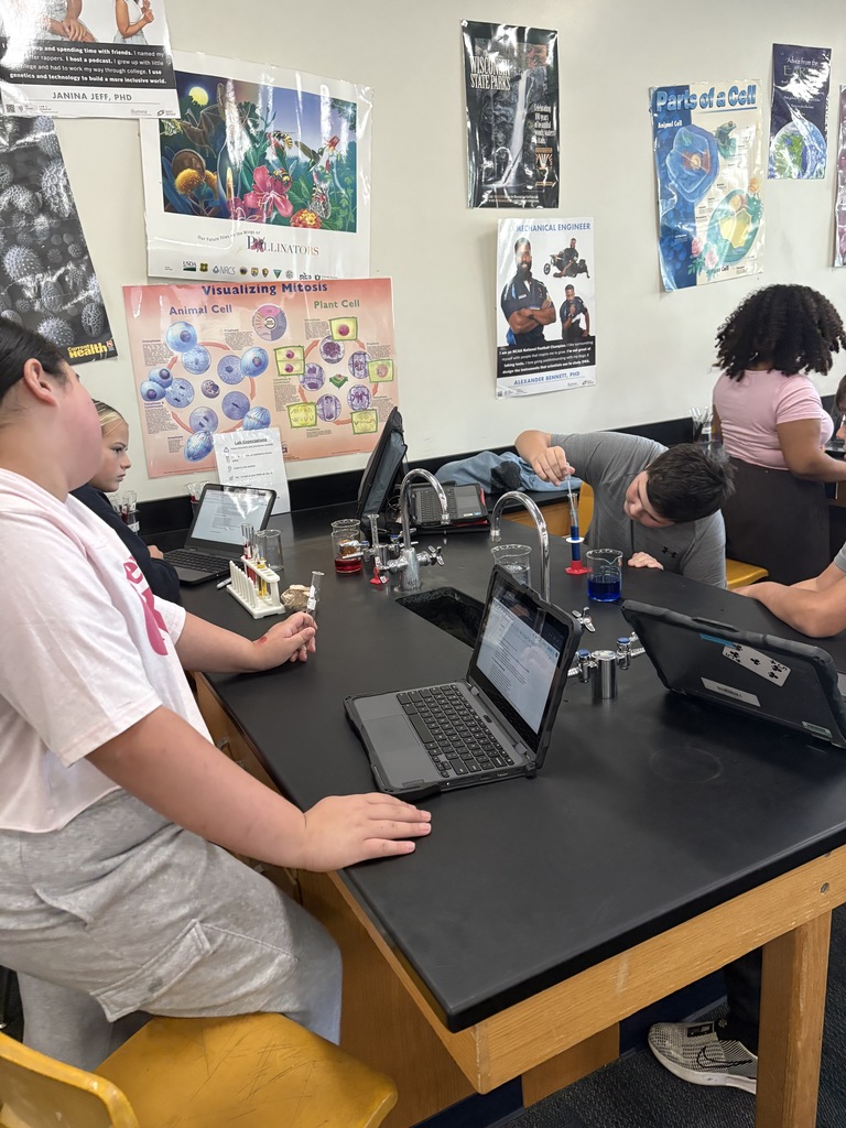 Seventh Graders Conducting First Lab of the School Year