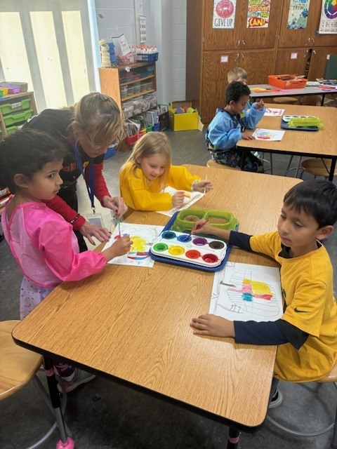 Primary Color Exploration in Art Class