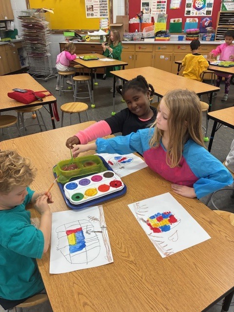 Primary Color Exploration in Art Class