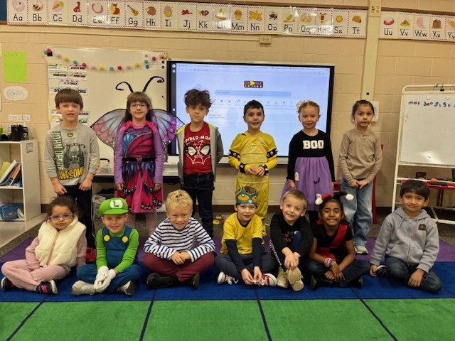 Students in costumes for book character day