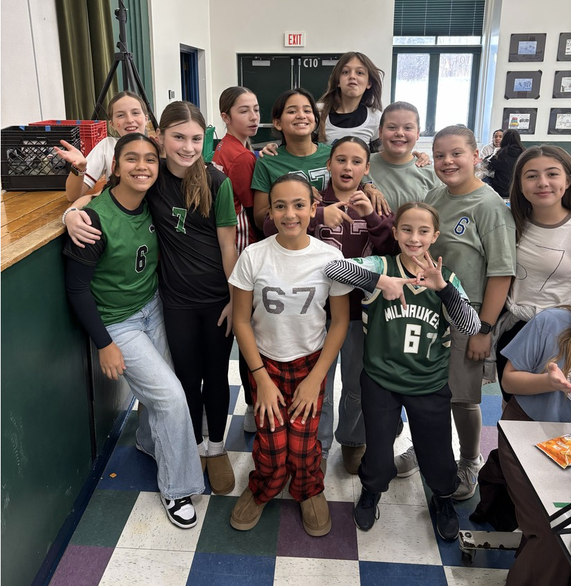 GMS students celebrating 67th day of school "67" style.