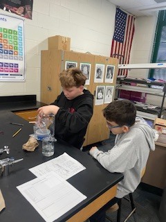 Seventh grade students creating flameless heaters in Science