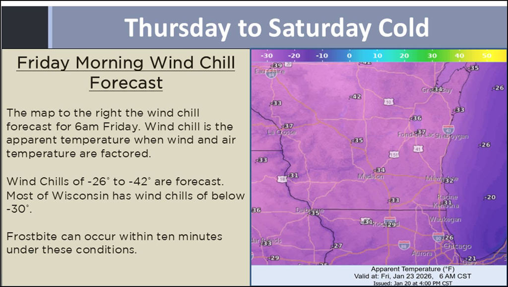 Weather Information - Dangerous cold coming Thursday and Friday.