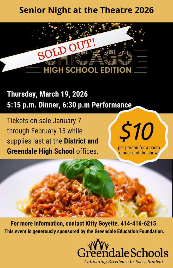 Senior Night at the Theatre flier with details of event  and phrase SOLD OUT! 