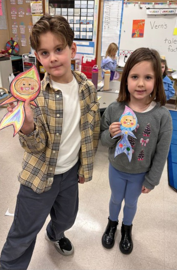 Students Holding Their Work After Learning About Perseverance