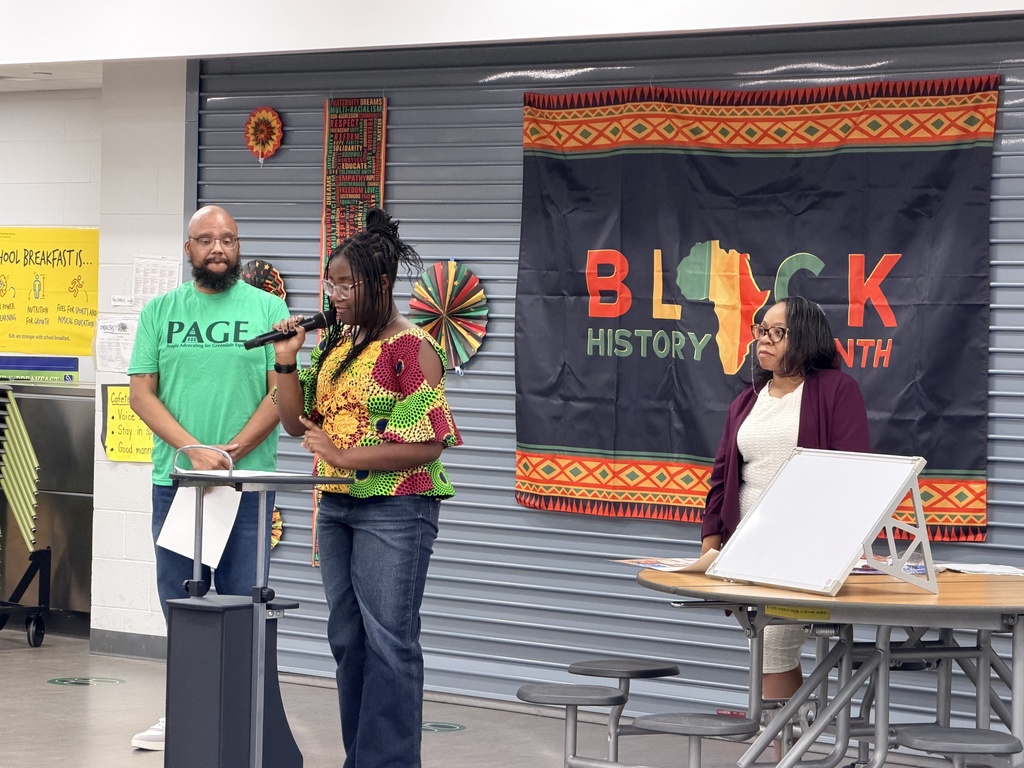 Student reading her award winning essay