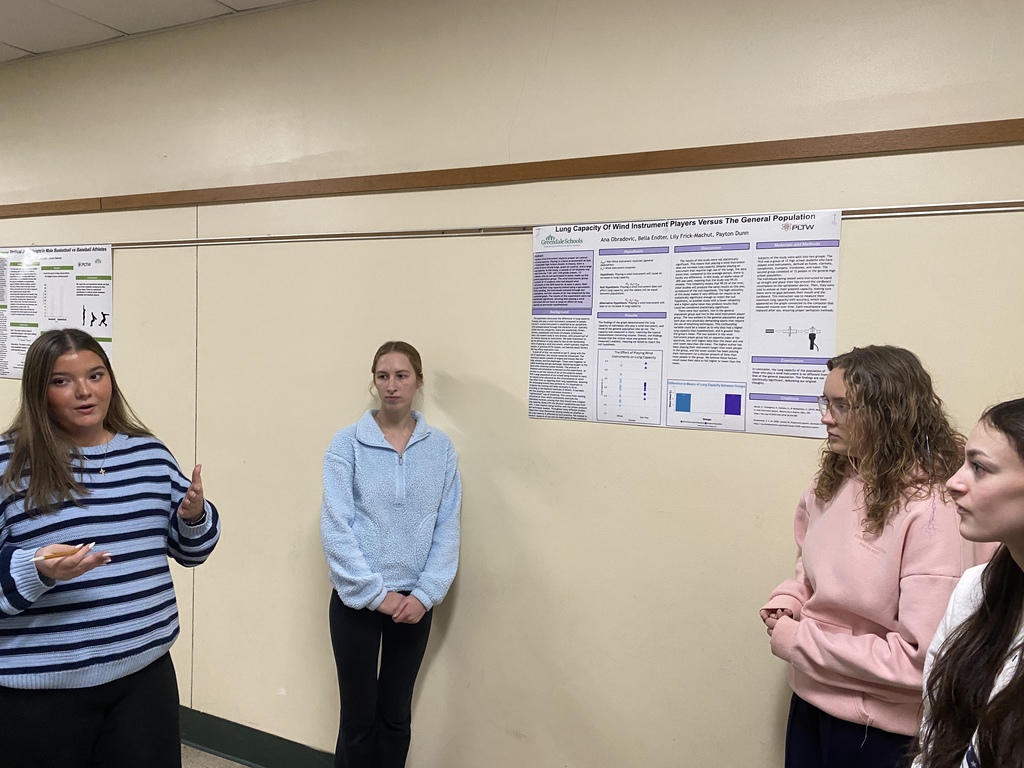 Biomedical Innovation students will be presenting their experiments by showcasing their posters. Students acquired data and statistically analyzed it to determine if groups had significant differences in results. 