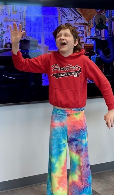 A student acting out a scene from A Midsummer Night's Dream from Shakespeare.