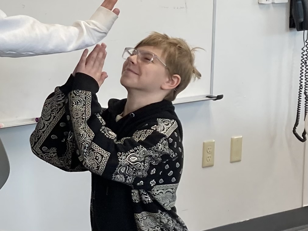 A student acting out a scene from A Midsummer Night's Dream from Shakespeare.