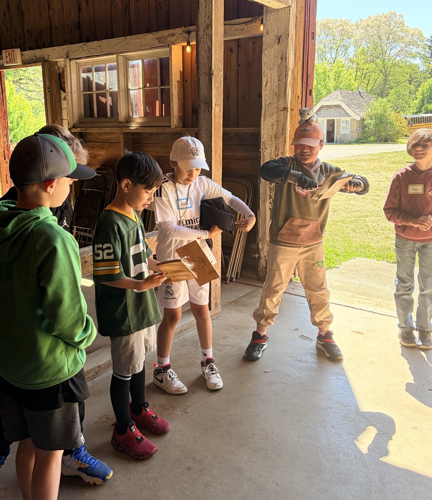 Students learning about history at the Trimborn Farm field trip