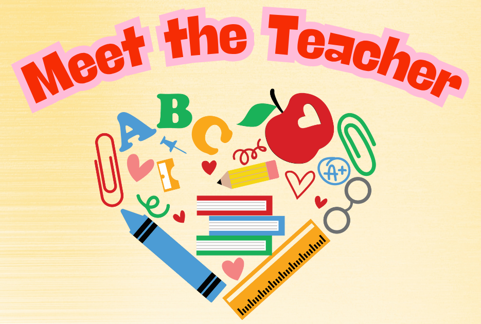 Meet Your Teacher Day - Heart comprised of school supplies