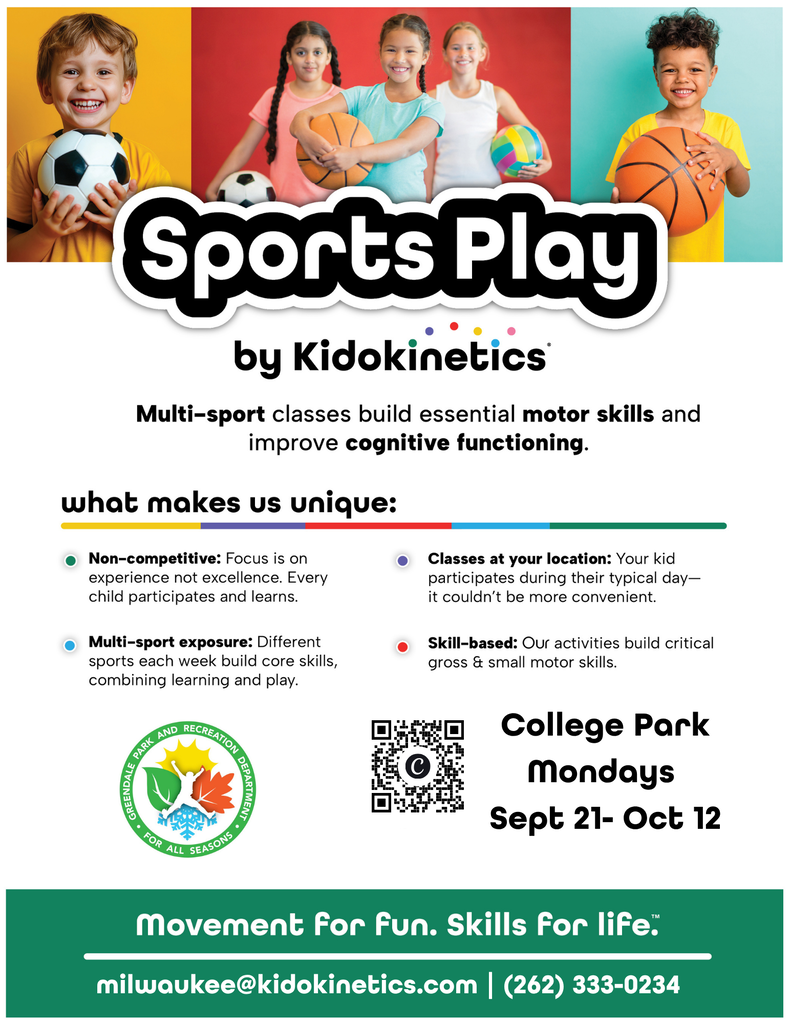 60 Minutes of Play Flier - Sports Play by Kidokinetics