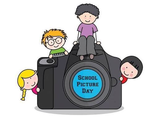 Camera with Students Around it saying "School Picture Day"