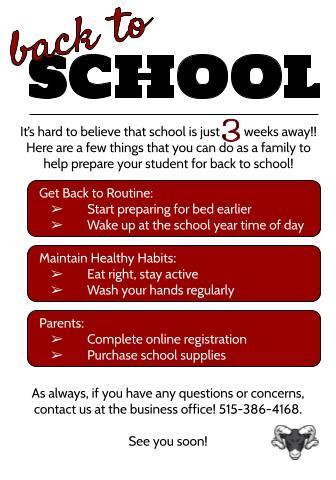 Back to School Reminders