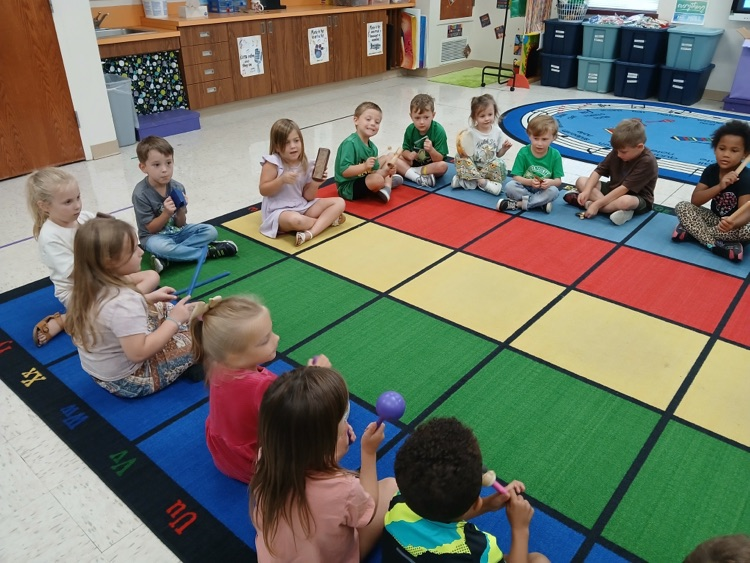 Mrs. Allison West class is exploring the Mystery Box in music class.