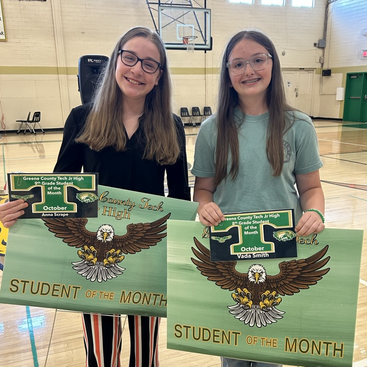Congrats to our GCTJHS Students of the Month: Veda Smith (8th) & Anna Scrape (9th). Great day to be a Junior Eagle! ๐ฆ
