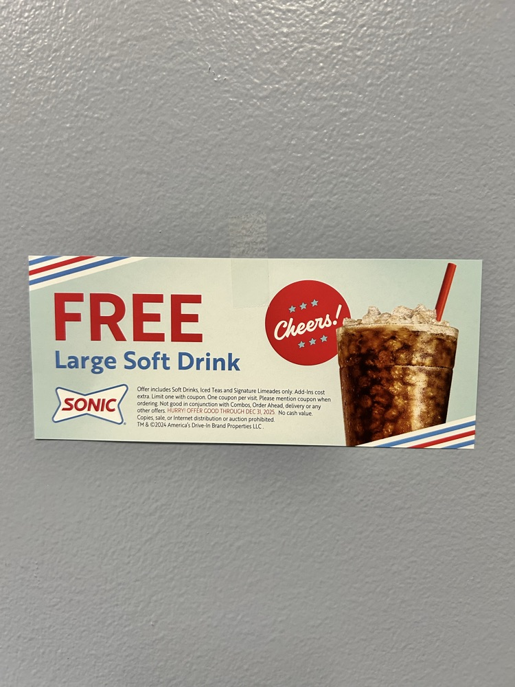 Our Partners in education Sonic at Centerhill is sponsoring Tech Primary Teachers tonight with Free Drink coupons following Parent/Teacher Conferences.