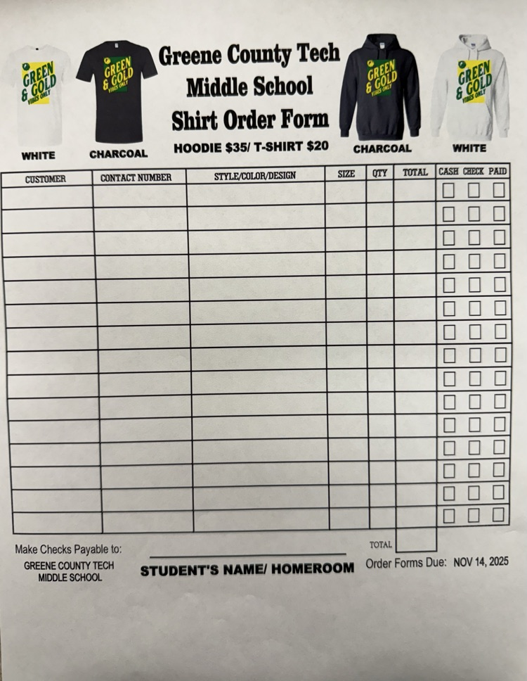 shirt order form 2025
